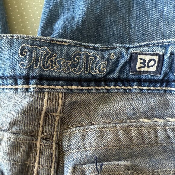 Women's 30 Miss Me Skinny Metallic Thread Denim Jeans Low Rise - Picture 7 of 12